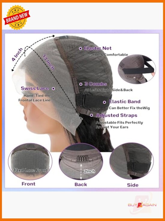 200 Density Body Wave Human Hair Wig 13x4 HD Lace Front Pre-Plucked Glueless 24 main image 4